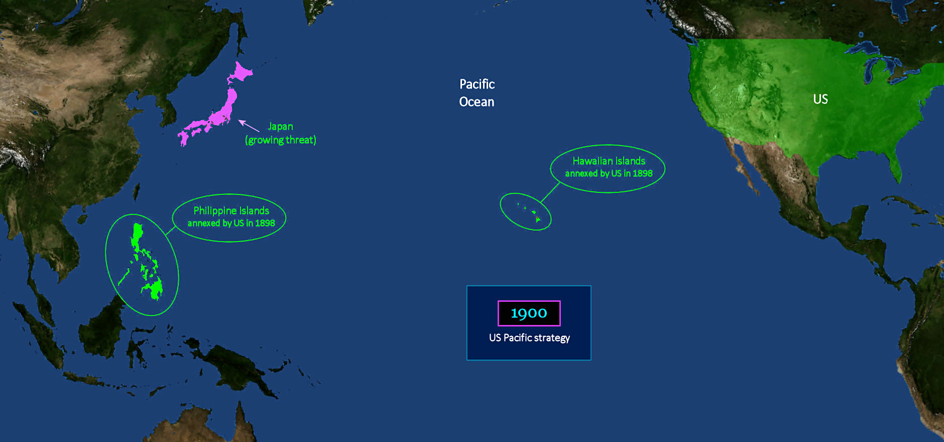 Pacific naval bases annexed, 1900 map